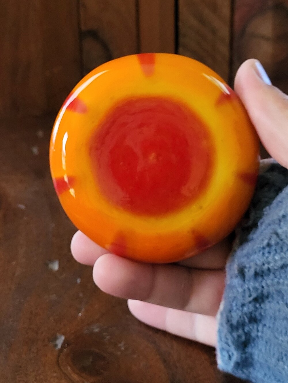 Hand-Blown Orange Glowy Glass Pumpkin - Picture 9 of 11